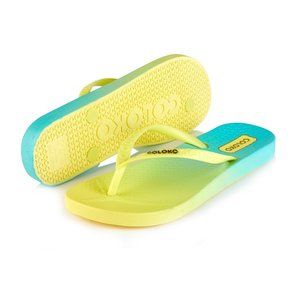 COLOKO Yellow Blue Ombre Flip Flops Sandals